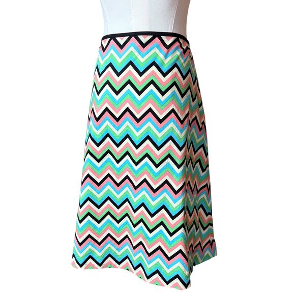 Tibi Multicolor Midi Skirt Size 6 Cotton Blend Stretchy Fabric Zip Side Closure - Picture 4 of 7